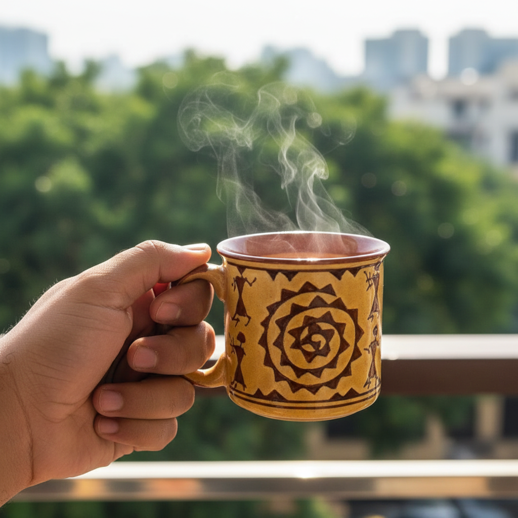 Caffeine Ceramic Handmade Mustard Romani Maggie Mug (Set of 6)