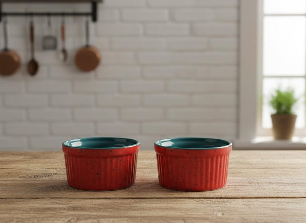 Caffeine Ceramic Handmade Maroon And Blue Ramekins Bowls – (Set of 2)