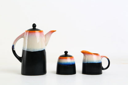 Caffeine Ceramic Handmade Stoneware Pink and Black Studio Tea Set of 15 - Caffeine Premium Stoneware