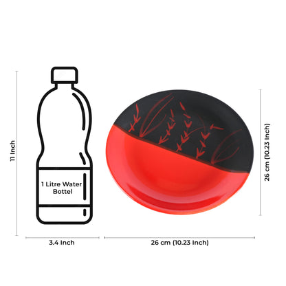 Caffeine Ceramic Handmade Stoneware Half Red & Black Dinner Plates set of 4 - Caffeine Premium Stoneware