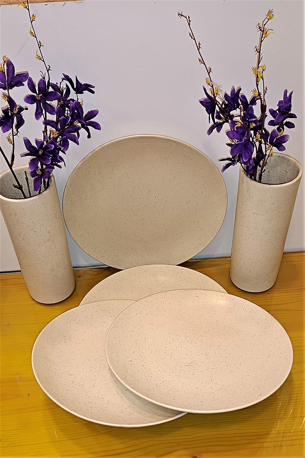 Caffeine Ceramic Handmade White Matte Dinner Set (Set of 8)