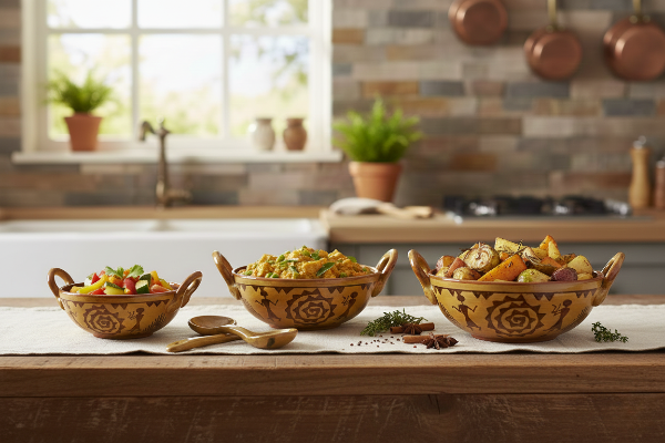 Premium ceramic Brown Kadhai sets