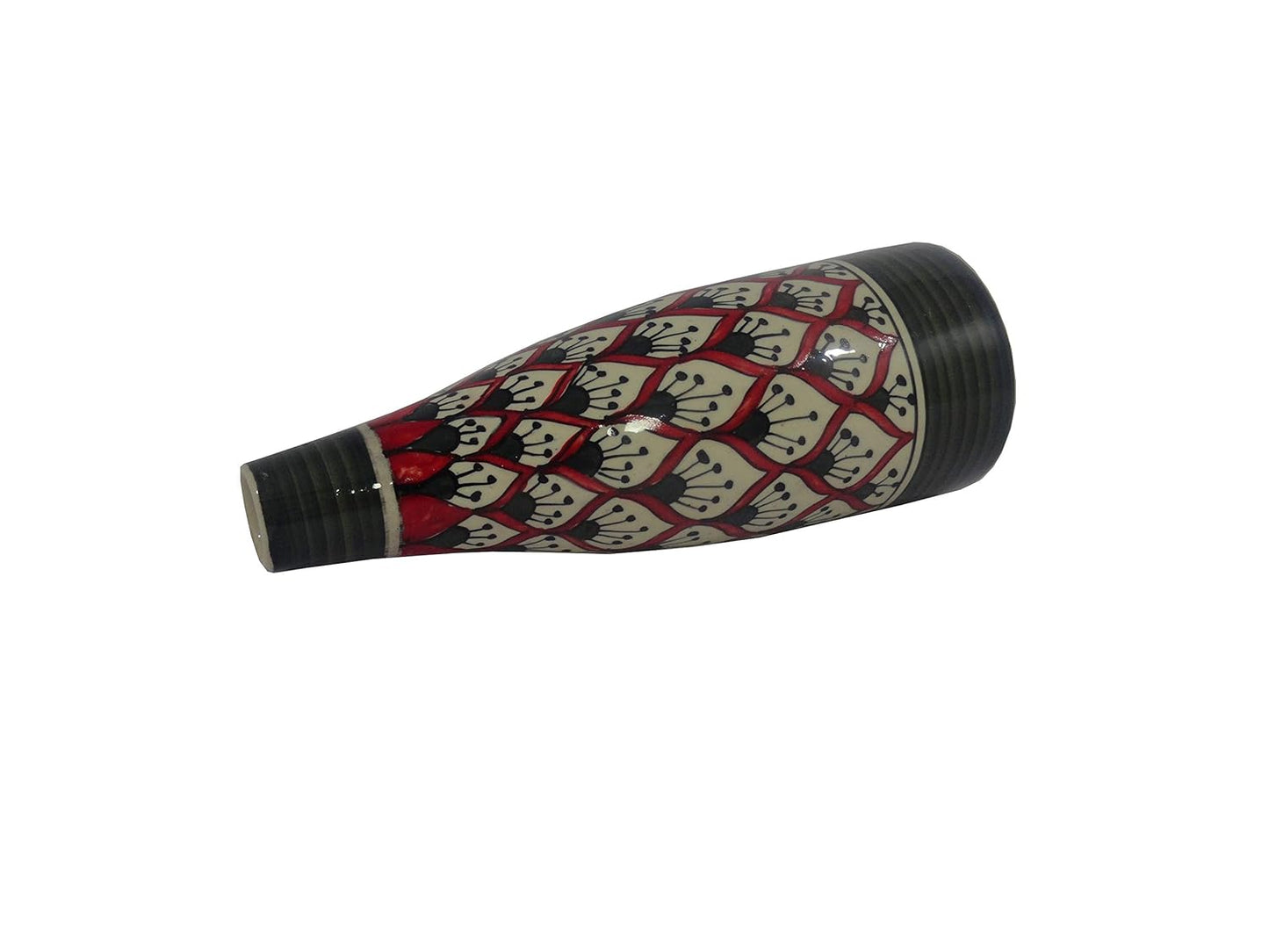 Caffeine Premium Ceramic Handmade Red Morocco Flower vase (Set of 1)