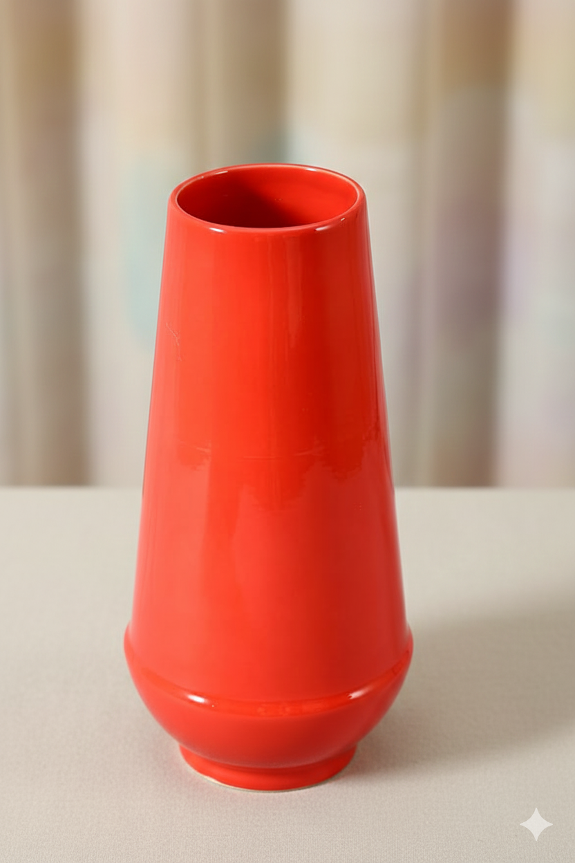 Red vase on a neutral background
