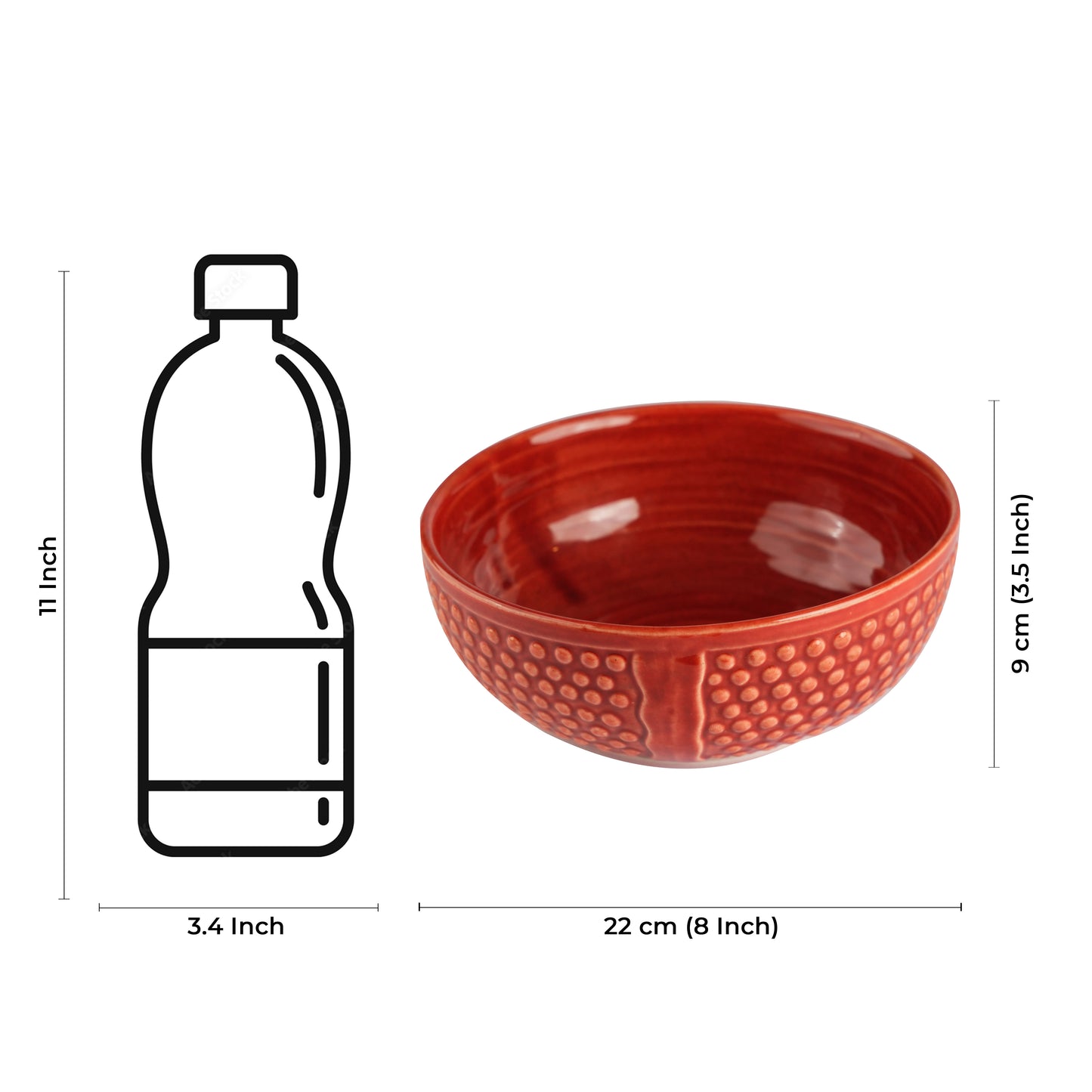 Caffeine Ceramic Handmade Red Bubble Serving Bowl (Set of 3) - Caffeine Premium Stoneware