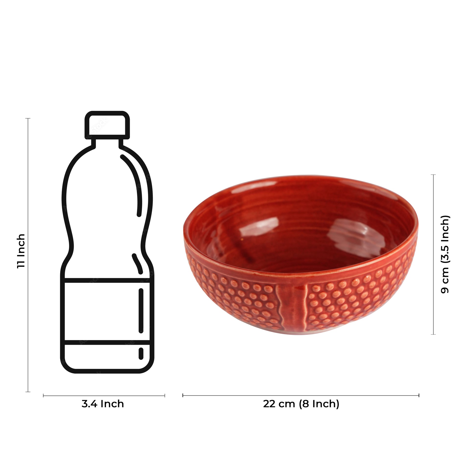 Caffeine Ceramic Handmade Red Bubble Serving Bowl (Set of 3) - Caffeine Premium Stoneware