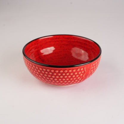 Caffeine Ceramic Handmade Red Bubble Serving Bowl (Set of 3) - Caffeine Premium Stoneware