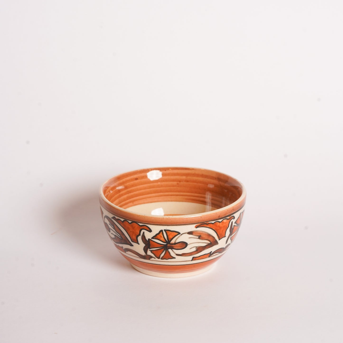 Caffeine Ceramic Handmade Flower Print Katori Bowl (Set of 4) - Caffeine Premium Stoneware