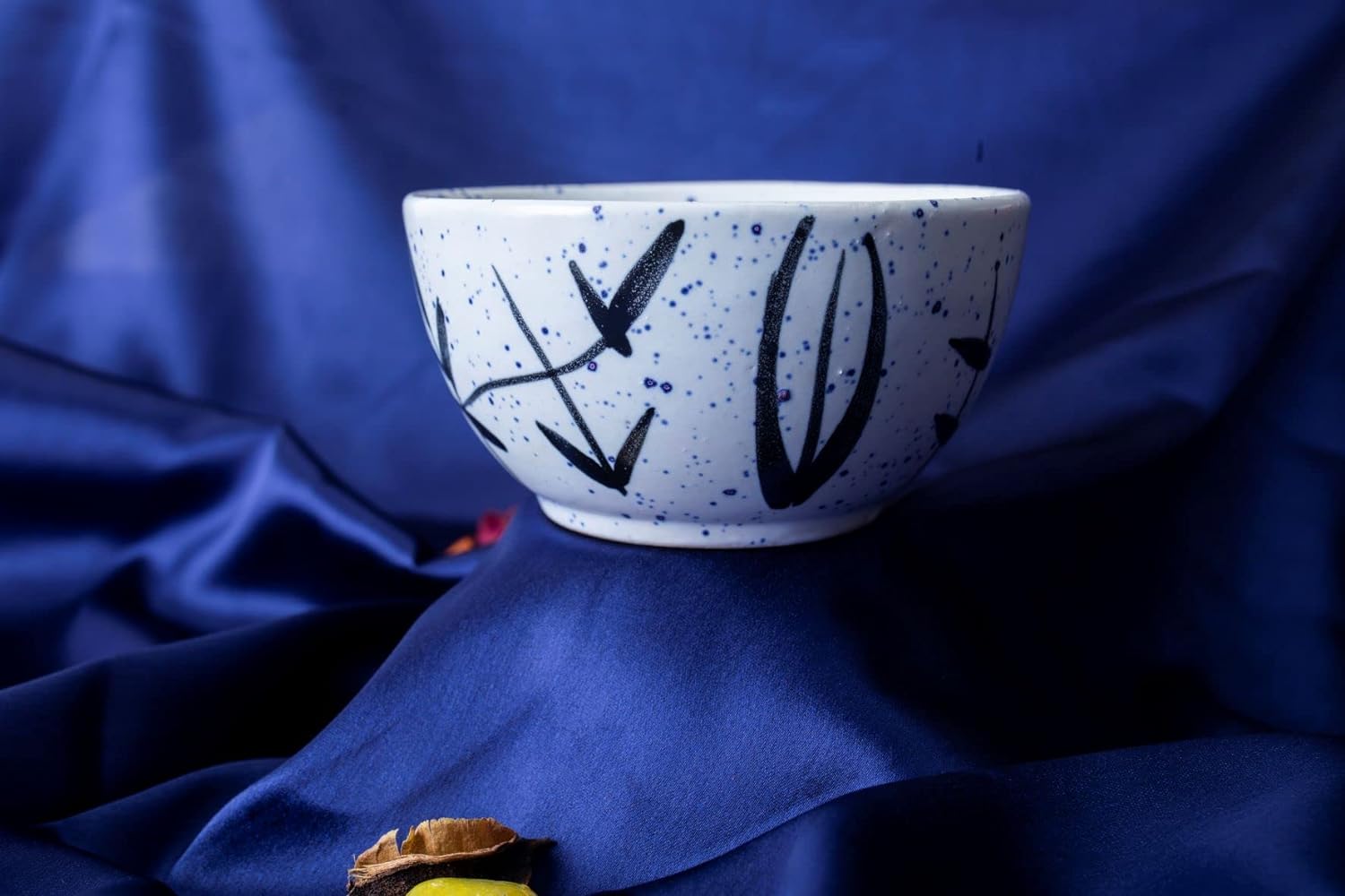 Caffeine Ceramic Handmade White Bamboo Dessert Bowl (Set of 4, 150 ml) - Caffeine Premium Stoneware