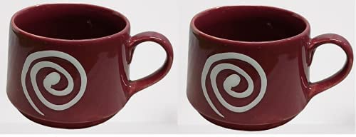 Rustic_Brown_Doodle_Tea_Cups_Set_of_2 - Caffeine Premium Ceramic