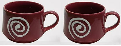 Rustic_Brown_Doodle_Tea_Cups_Set_of_2 - Caffeine Premium Ceramic