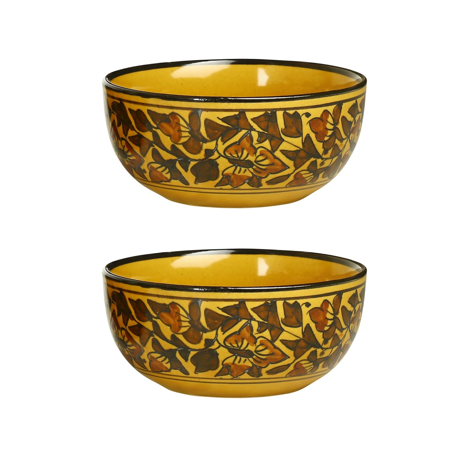 Caffeine Ceramic Handmade Brown Sehra Soup Bowl with Spoon (Set of 4) - Caffeine Premium Stoneware