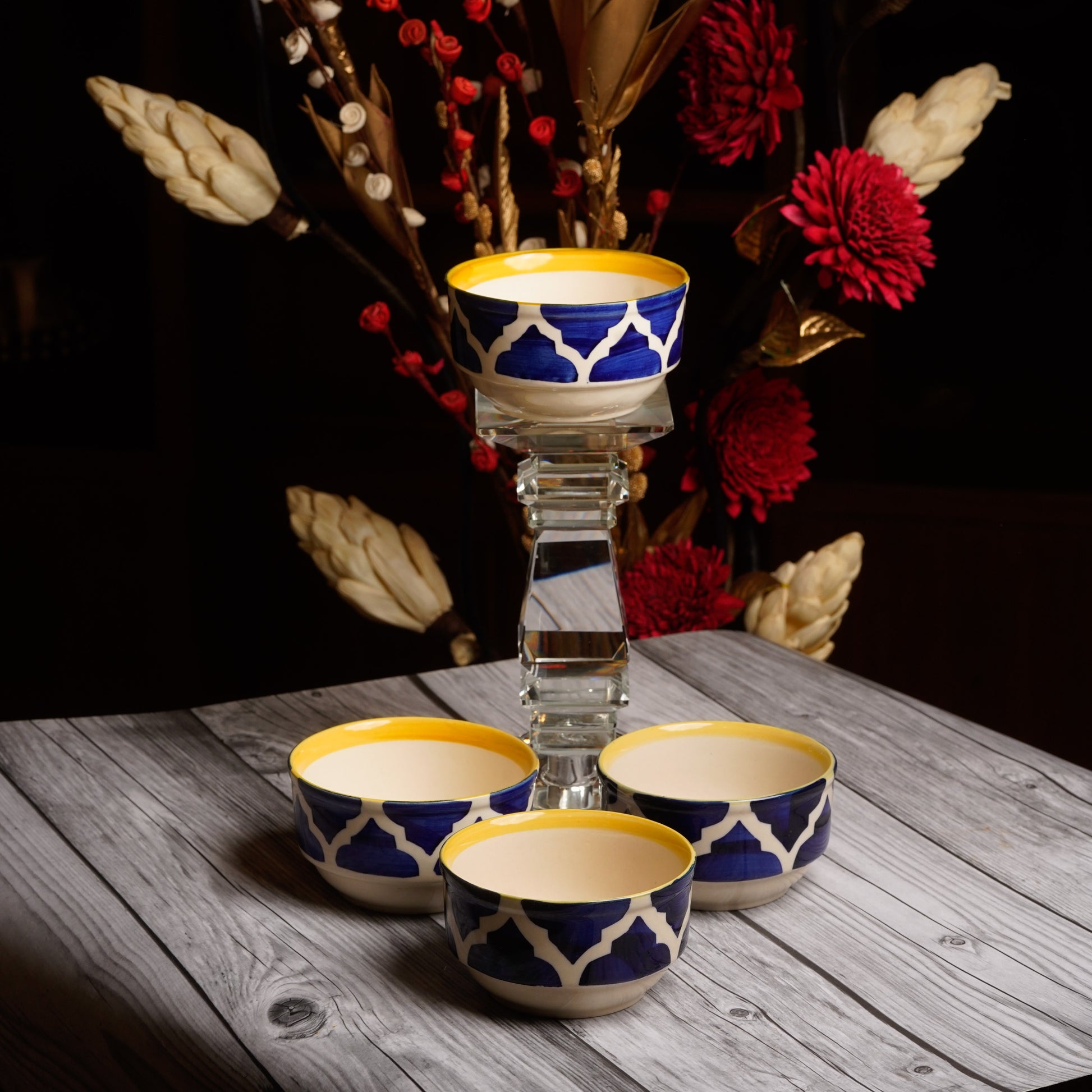 Caffeine Ceramic Handmade Blue umrao katori Bowl (Set of 6) - Caffeine Premium Stoneware