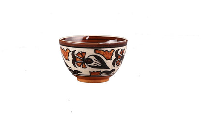 Caffeine Ceramic Handmade Flower Print Dessert Bowl (Set of 2, 150 ml) - Caffeine Premium Stoneware