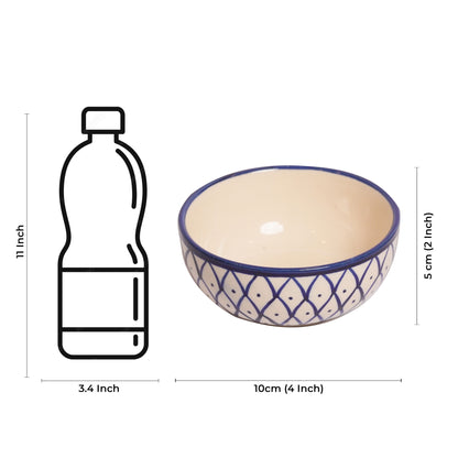 Caffeine Ceramic Handmade Blue Spider Design katori Bowls (200 Ml, Set of 6) - Caffeine Premium Stoneware