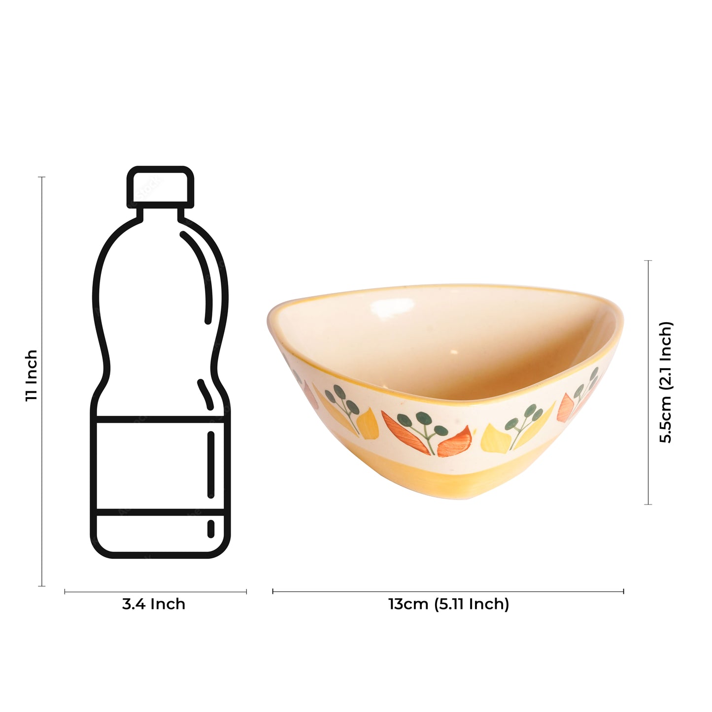 Caffeine Ceramic Handmade Yellow Leaf Katori Bowl- (Set of 2) - Caffeine Premium Stoneware