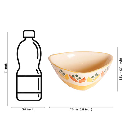 Caffeine Ceramic Handmade Yellow Leaf Katori Bowl- (Set of 2) - Caffeine Premium Stoneware