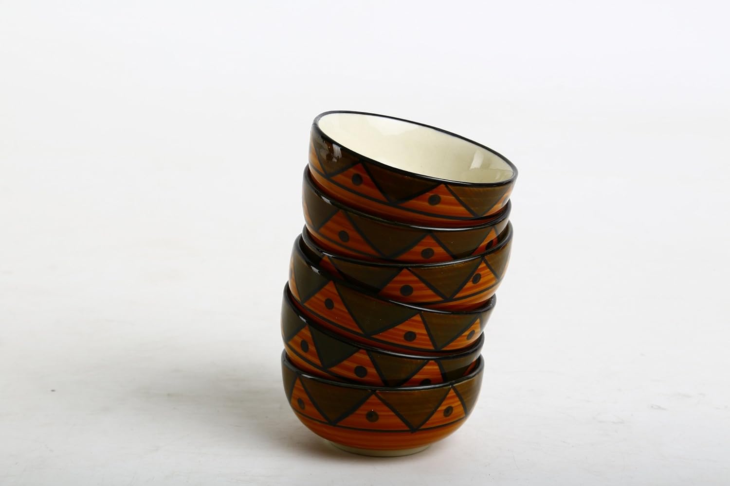 Caffeine Ceramic Handmade Brown soorya Dessert Bowl (Set of 6, 150 ml) - Caffeine Premium Stoneware