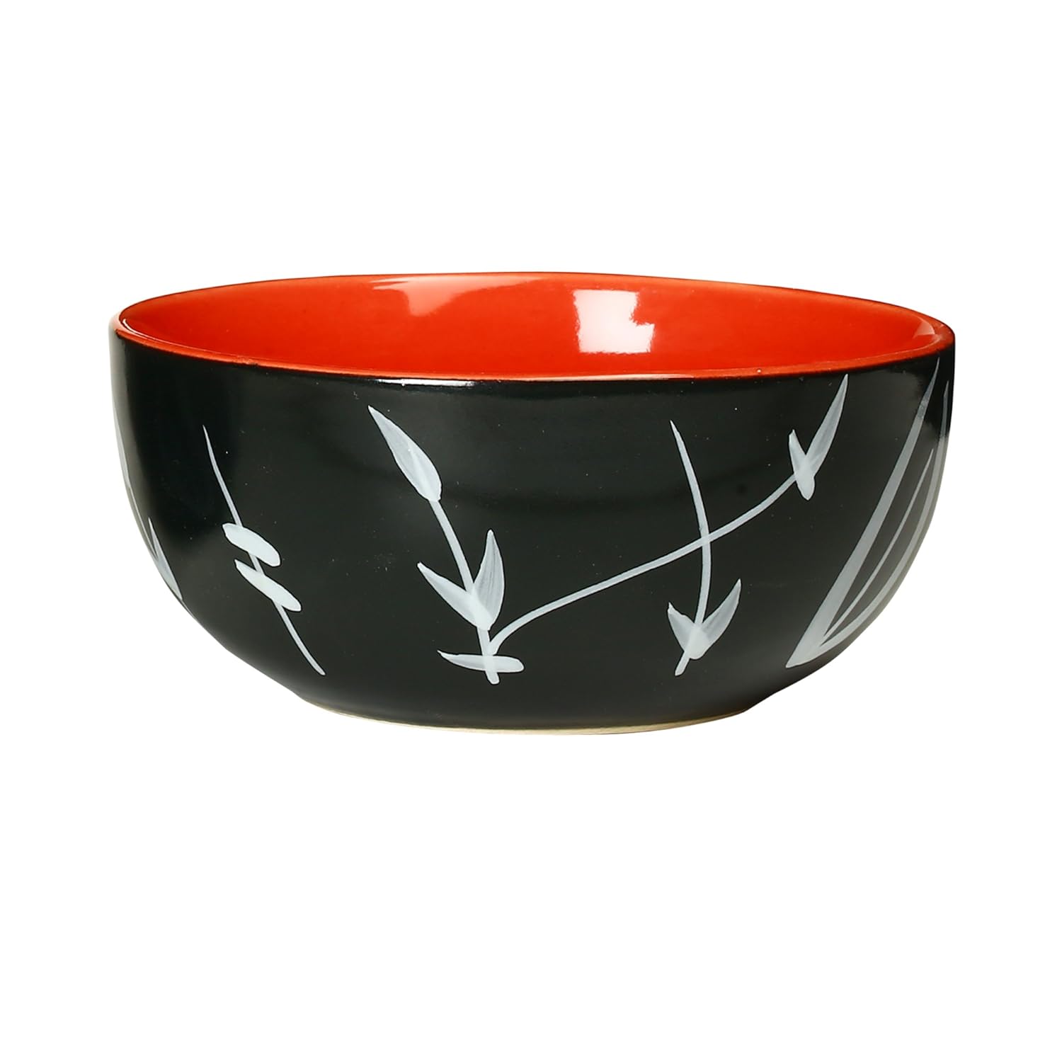 Caffeine Premium Ceramic Handmade Black Bamboo Soup Bowl with Spoon (Set of 2) - Caffeine Premium Stoneware