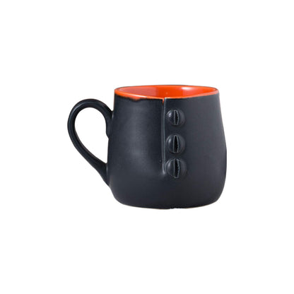 Caffeine Ceramic Handmade black and Orange Buttoned Tea Cup (Set of 4) - Caffeine Premium Stoneware