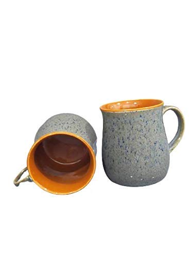 Caffeine Ceramic Handmade Slate Grey & Brown Studio Tea Cups Set of 2 - Caffeine Premium Stoneware