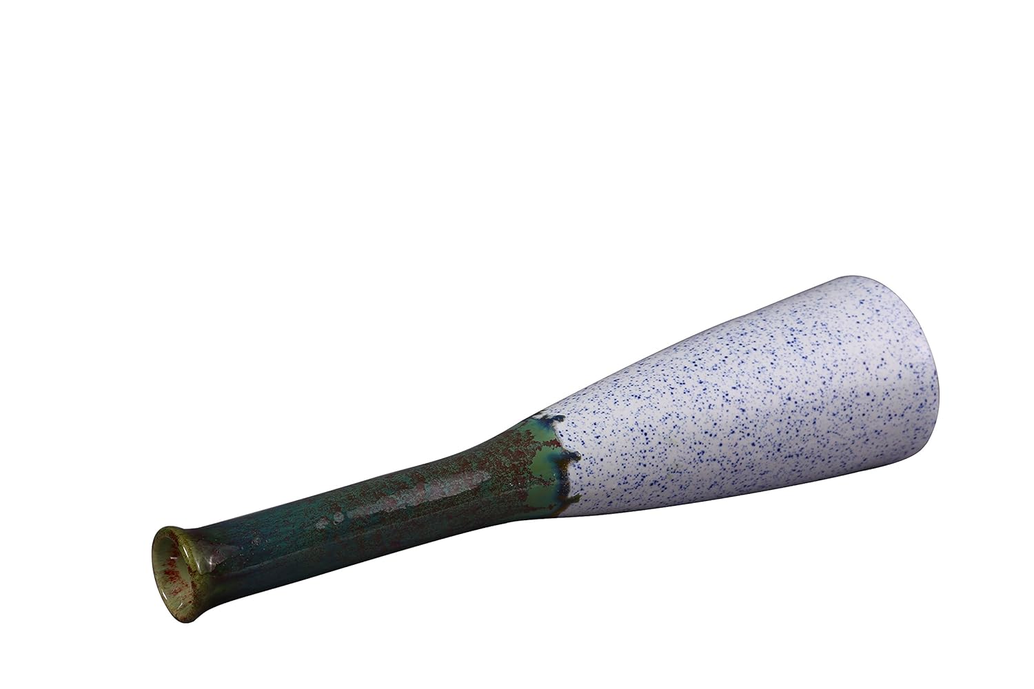 Premium handmade ceramic white and green flower vase by Caffeine, aesthetic dual-tone design, stylish home décor vase ideal for fresh flowers, artificial flowers and dry floral arrangements.