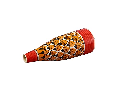 Premium handmade orange ceramic vase with Moroccan design details by Caffeine, ideal for shelves, tables, and floral décor