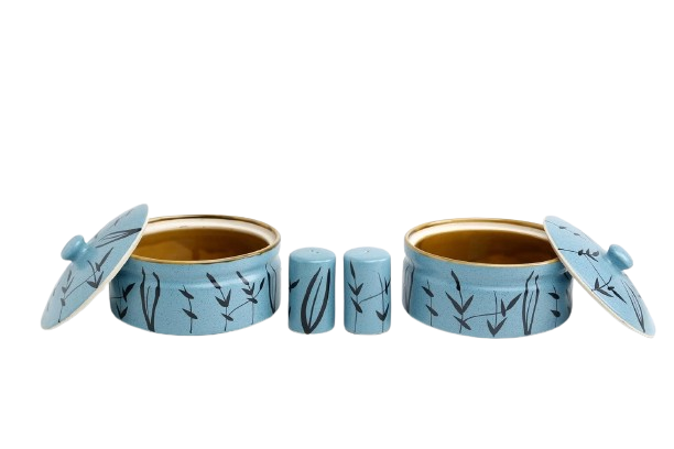 Caffeine Ceramic Handmade Golden Turquoise Dinner Set (37 pieces - Microwave & Dishwasher Safe) - Caffeine Premium Stoneware