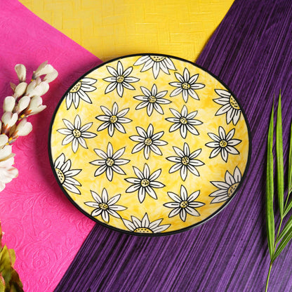 Caffeine Ceramic Handmade Californian Sunflower Printed set of 4 - Caffeine Premium Stoneware