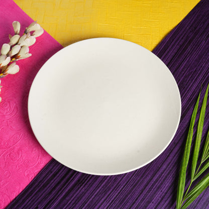 Caffeine Ceramic Handmade White Marble Matte Dinner Plate set of 4 - Caffeine Premium Stoneware