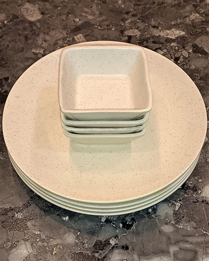 Caffeine Ceramic Handmade White Matte Dinner Set (Set of 8)