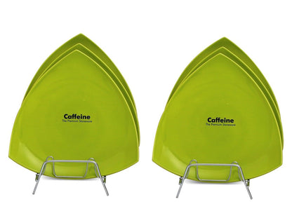 Caffeine premium Ceramic Green Glazed Triangle Plates {11.5 inch L} (Set of 4)