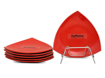 Caffeine Ceramic Handmade Red Glazed 7.9 inch" Triangle Plate (Set of 6)