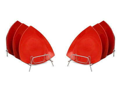 Caffeine Ceramic Handmade Red Glazed 7.9 inch" Triangle Plate (Set of 6)