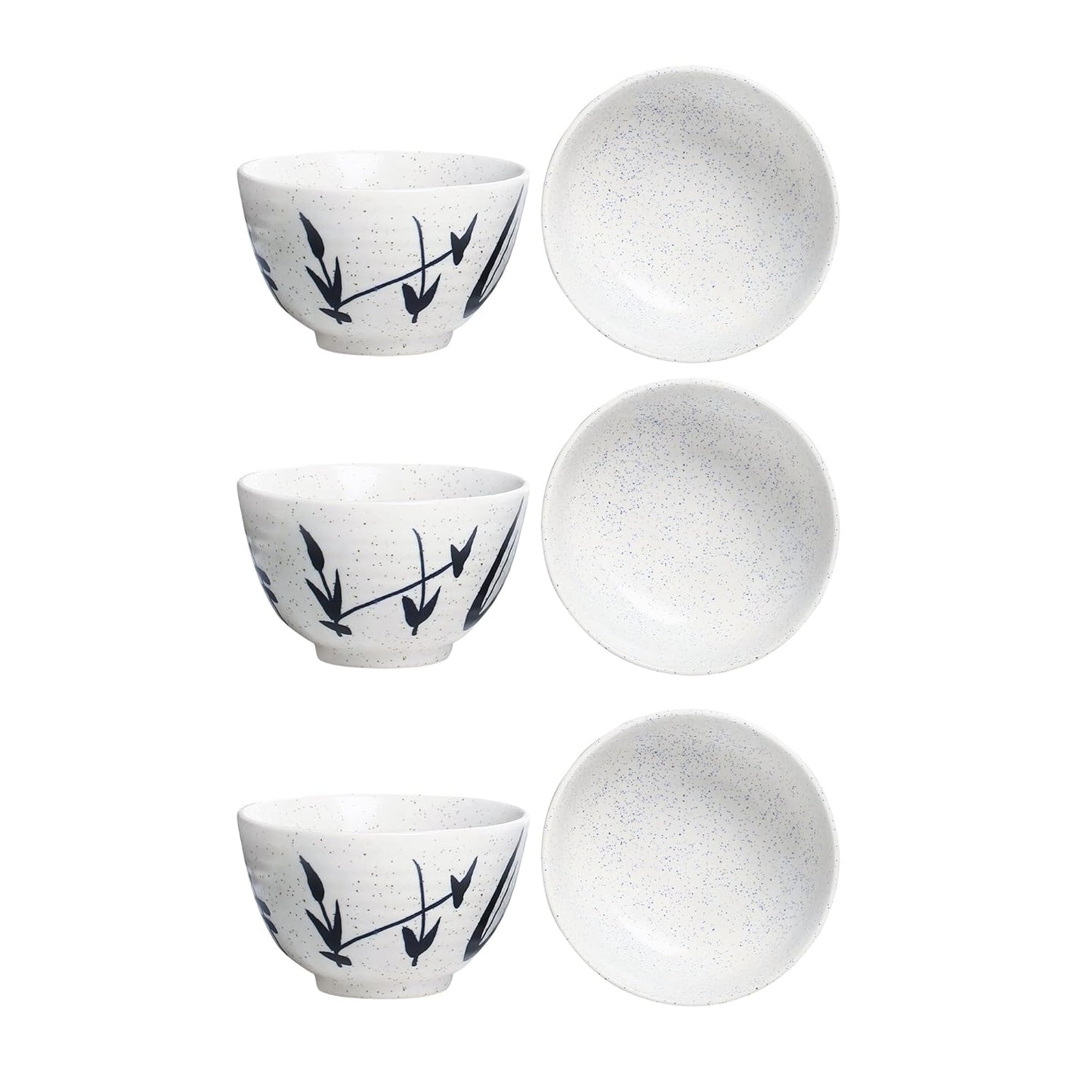 Caffeine Ceramic Handmade White Bamboo Dessert Bowl (Set of 6, 150 ml) - Caffeine Premium Stoneware