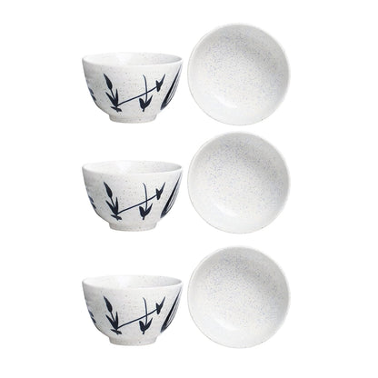Caffeine Ceramic Handmade White Bamboo Dessert Bowl (Set of 6, 150 ml) - Caffeine Premium Stoneware