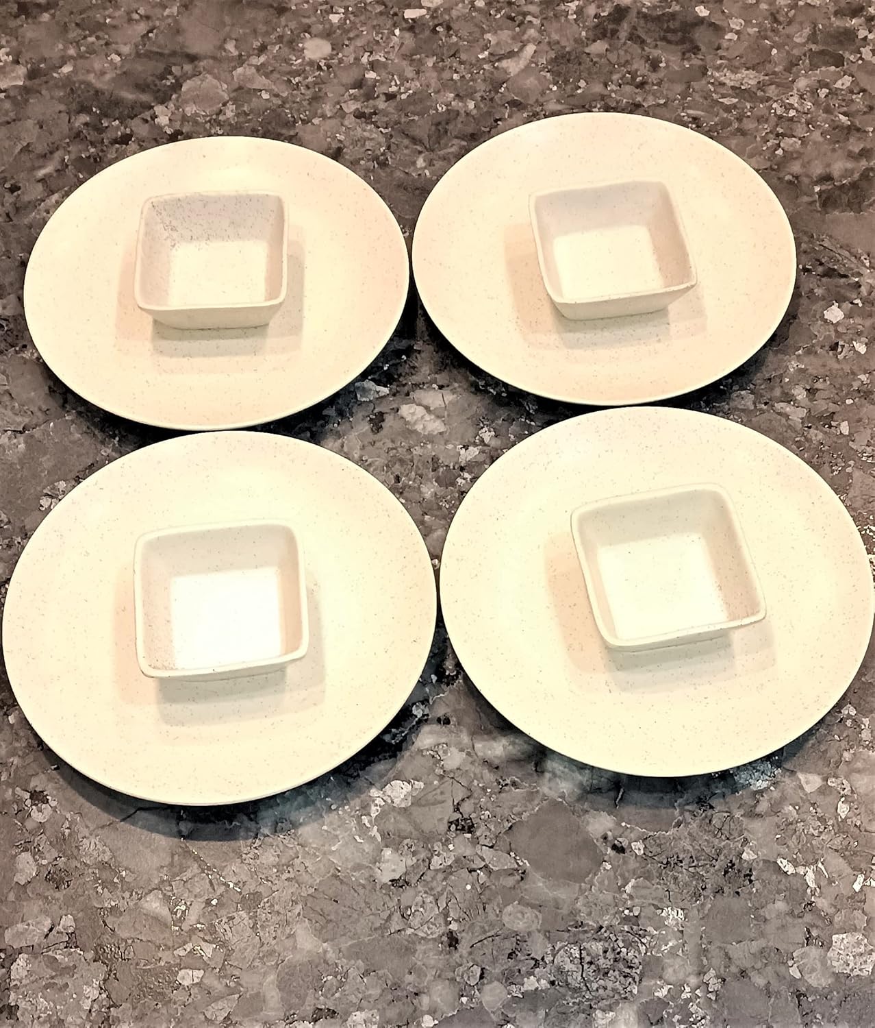 Caffeine Ceramic Handmade White Matte Dinner Set (Set of 8)