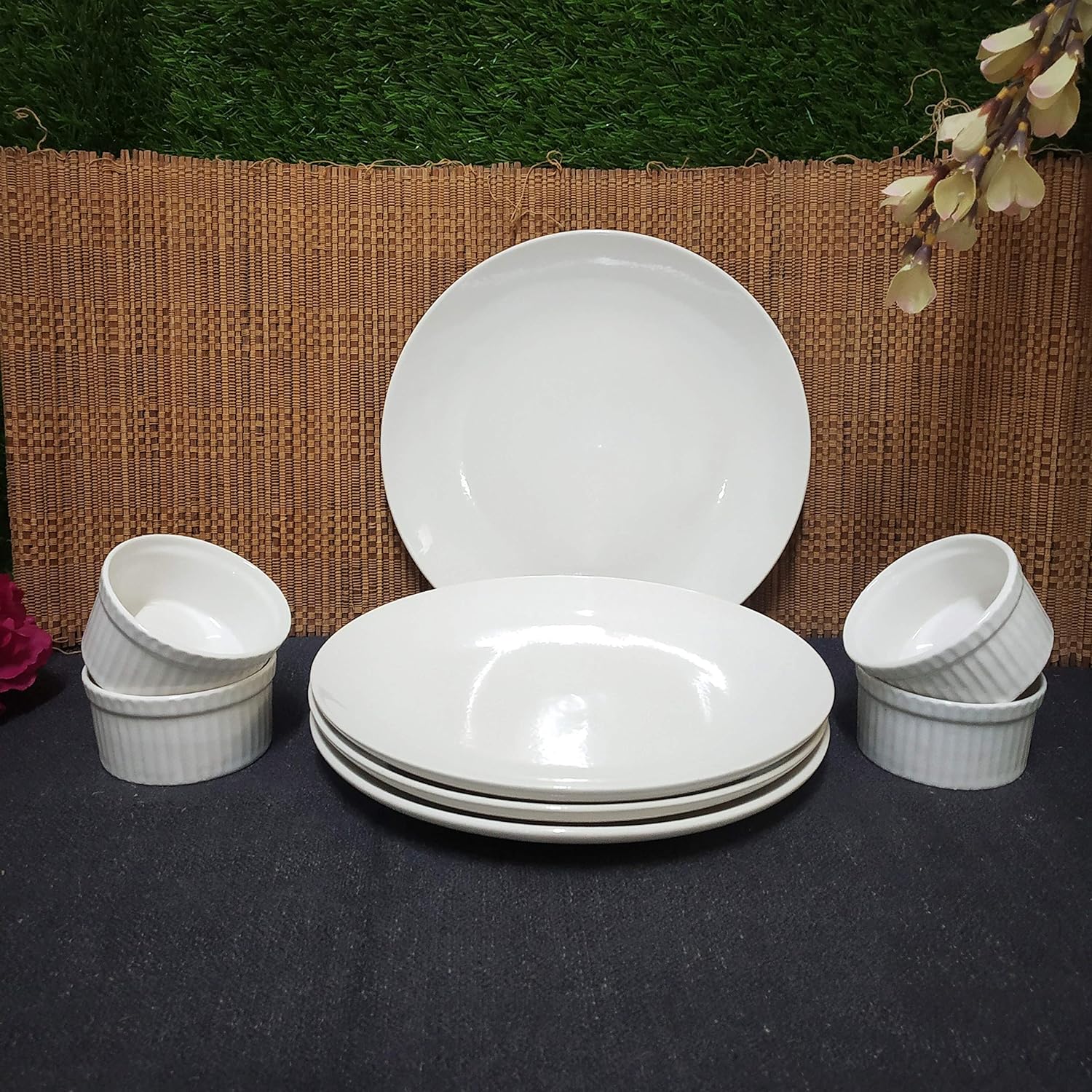 White_Ceramic_Plate_Set_8pcs - Caffeine Premium Ceramic
