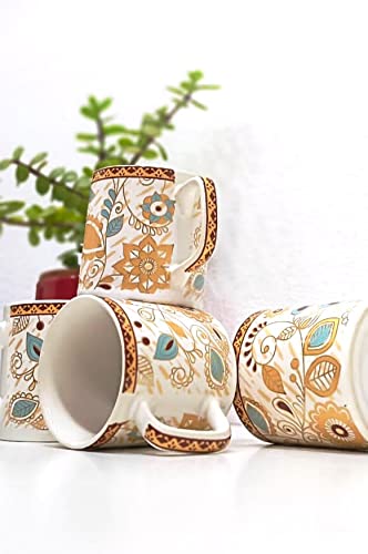 White_Gold_Floral_Tea_Cups_6_pcs - Caffeine Premium Ceramic