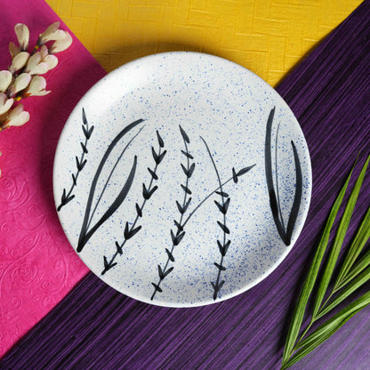 Caffeine Ceramic Handmade Stoneware White Bamboo Dinner Plates10 inch Set of 2 - Caffeine Premium Stoneware