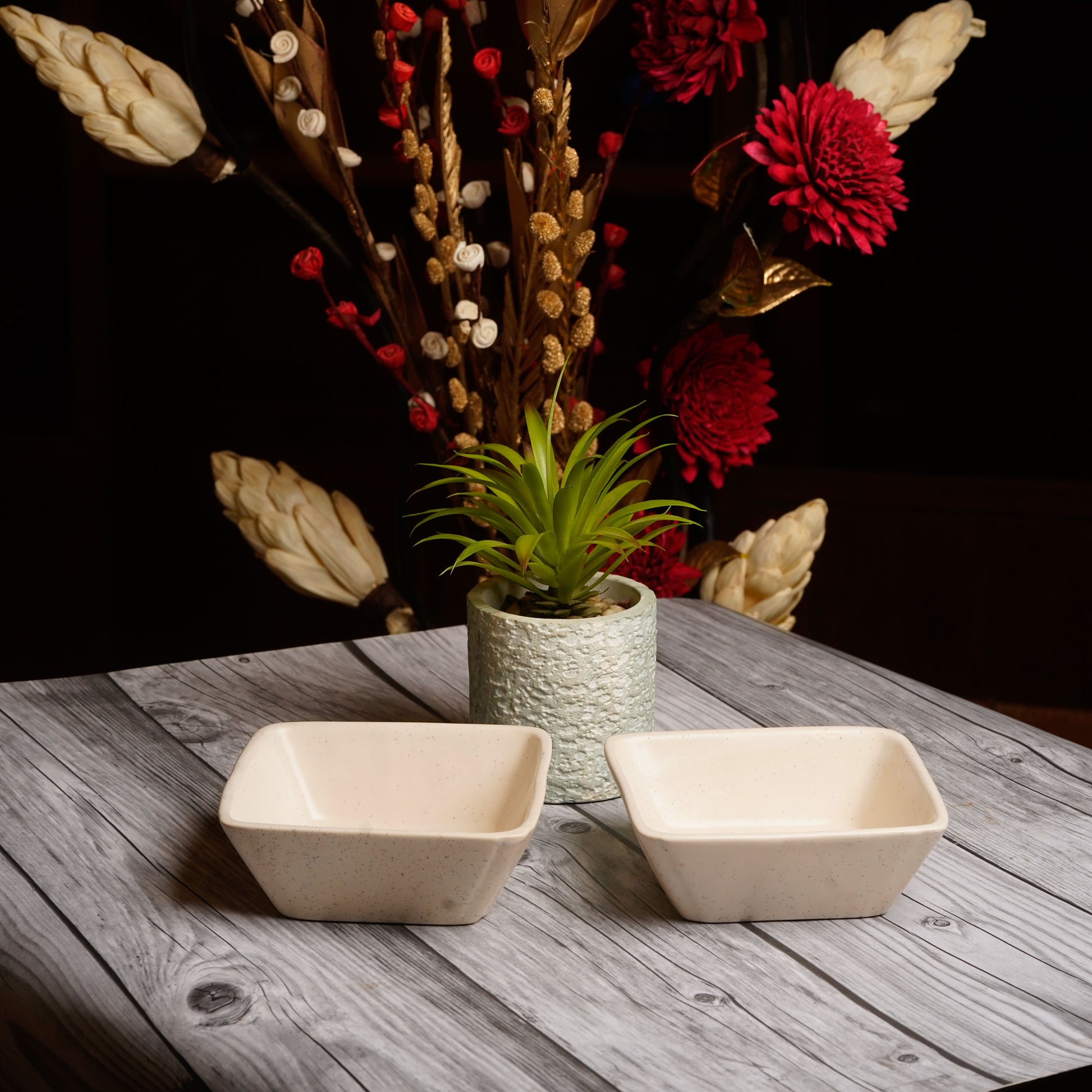 Caffeine Ceramic Handmade White Glossy Katori Bowl (Set of 2) - Caffeine Premium Stoneware