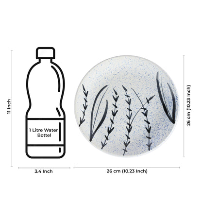 Caffeine Ceramic Handmade Stoneware White Bamboo Dinner Plates10 inch Set of 2 - Caffeine Premium Stoneware