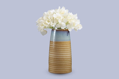 caffeine Ceramic Handmade Wooden Studio Flower vase (Set of 1)