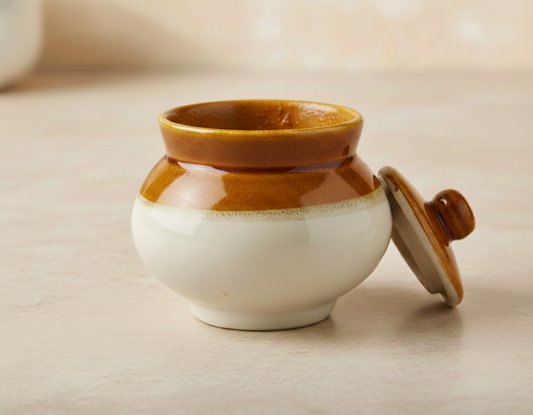 Caffeine Ceramic Stonewear Handmade mustard Martban Barni/Pickle Jar (Set of 1)