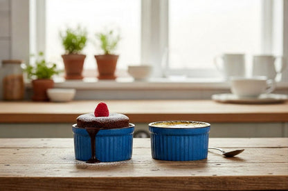 Caffeine Ceramic Handmade Brown & Blue ramekins Bowl (set of 2, 150 ml)