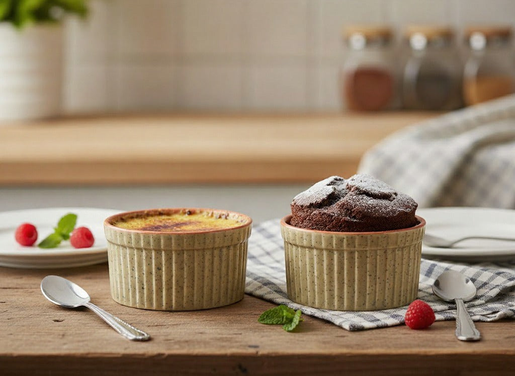 Caffeine Ceramic Handmade Orange & Cream Ramekins bowl (Set of 2)