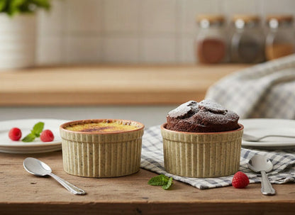 Caffeine Ceramic Handmade Orange & Cream Ramekins bowl (Set of 2)