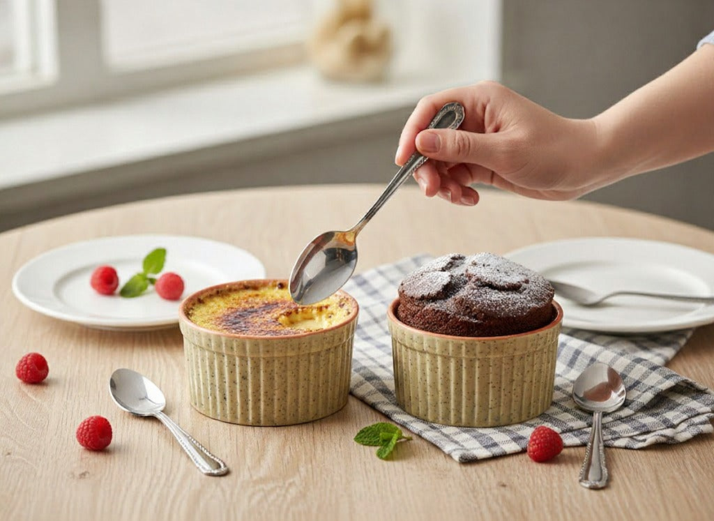 Caffeine Ceramic Handmade Orange & Cream Ramekins bowl (Set of 2)