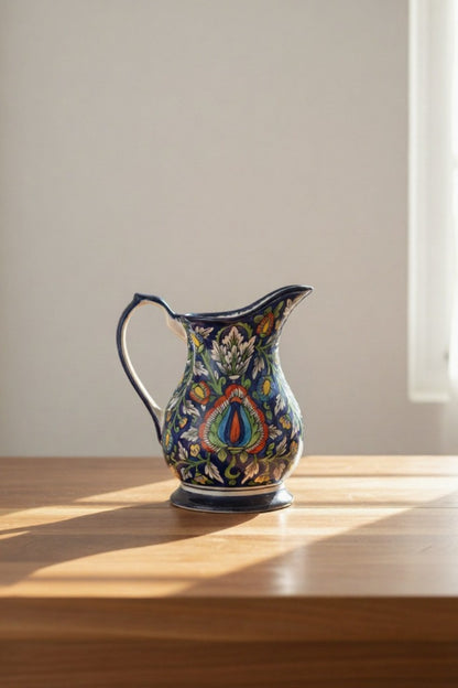 Caffeine Ceramic Handmade Stoneware Blue Jaipuri Water jug (Set of 1, 1400 ml)