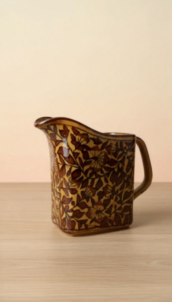 Caffeine Ceramic Handmade Stoneware Brown Sehra Milk and Water Jug (Set of 1, 700 ml)